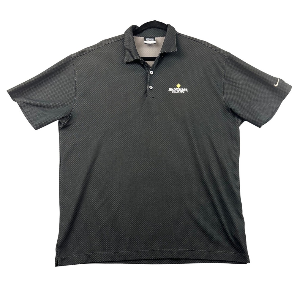 Nike Golf Mens XXL Dri-FIT Polo Shirt Gray Snowmass Colorado Logo Short Sleeve